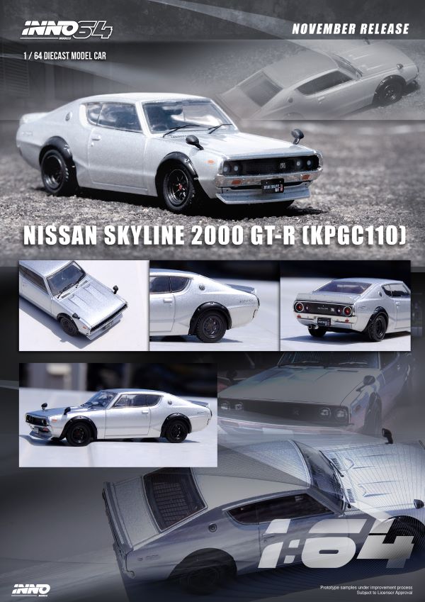 Preorder) Inno64 1:64 Nissan Skyline 2000GT-R (KPGC110) in Silver