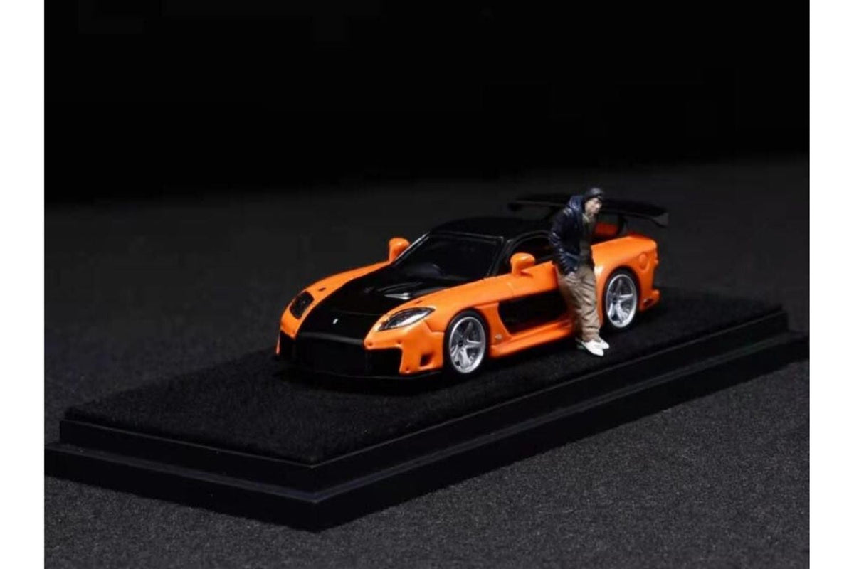 (Preorder) YM Model 1:64 Veilside Mazda RX-7 (FD3S) in Orange/Black wi