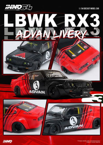 Inno64 1:64 LBWK Mazda RX3 Savanna “Advan Livery” - Unrivaled USA