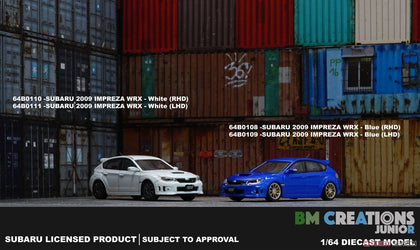 BM Creations 1:64 2009 Subaru Impreza WRX RHD - White - Unrivaled USA